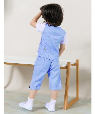 Mint Green 2-Piece Baby Boys Gentleman Suit Set | Short Sleeve Top with Pants | 0-5 Years | Light Blue | 3-4 Years - Buy Online on GoSupps.com