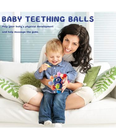 Bite Ring for Babies - Sensorimotor Gripping Ball & Teething Toy | Safe Chewable Rattle for 3-12 Months - Blue - Buy Online on GoSupps.com