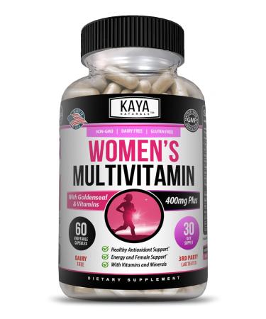 Kaya Naturals Women's Multivitamin Overall Healthy Antioxidant and Immune Support Vitamins A D C E Biotin Folic Acid & Multi-Mineral Increase Energy & Metabolism Vitamin Supplement 60 Count
