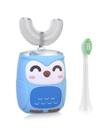 U Shaped Kids Electric Toothbrush, Whole Mouth Automatic Toothbrush for Children & Toddlers (2-6 Year) (Light Blue)
