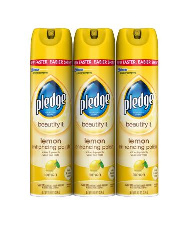 Pledge Multi-Surface Furniture Polish Spray, Works on Wood, Granite, and Leather, Shines and Protects, Lemon, 9.7 oz (Pack of 3) 9.7 Ounce (Pack of 3)