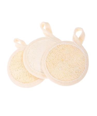 minkissy 3pcs Wipes Cleaning Wipes Face Scrub Loofah Exfoliating Pads Face Loofah Scrub Pad Facial Scrubber Facial Loofah Scrubber for Face Hand Held Loofah Scrubber Cotton Linen Beige