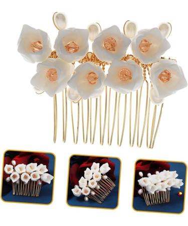 Angoily Flower Comb Floral Bridal Headpiece Floral Hair Clip Bridal Hair Comb Prom Headpiece Artificial Flower Hairpins Bridal Accessories Accesorios Para Beach Alloy Crystal Wig Bride - Buy Online on GoSupps.com