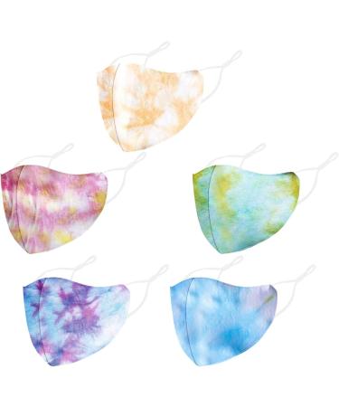 5PCS Colorful Rainbow Spiral Tie Dye Pattern Dust Washable Reusable Filter and Reusable Mouth Warm Windproof Cotton Face - Buy Online on GoSupps.com