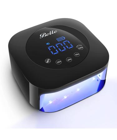 Belle Cordless UV LED Nail Lamp, 54W Large Screen Gel Nail Dryer with Touch Control & Sensor Timer, Rechargeable Nail Curing Lamp for Salon & Home Black