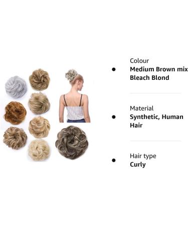 Updo Messy Hair Bun Scrunchy Hairpiece Medium Brown mix Bleach Blond 35g - Buy Online on GoSupps.com