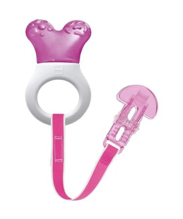 MAM Mini Cooler & Clip - Teething Ring & Tooth Crown Pink Soothing Relief for Babies Buy Internationally - Buy Online on GoSupps.com