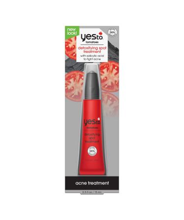 Yes To Tomatoes Spot Treatment, Detoxifying Formula To Help Banish Pimples While Reducing Redness, With Salicylic Acid, Charcoal, & Witch Hazel, Natural, Vegan & Cruelty Free, 0.5 Fl Oz Blemish Prone Skin