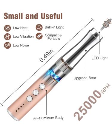Enniewi 25000RPM Rechargeable Electric Nail Drill with Light - Cordless E File for Gel & Natural Nails | Low Heat Manicure Pedicure Set with Dust Cover - Rose - Buy Online on GoSupps.com
