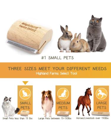 Highland Farms Select Deshedding Grooming Tool for Pets - Professional Pet Groomer for Cats, Dogs, and Horses - Ergonomic Wood Design for Painlessly Removing Hair and Dirt - Buy Online on GoSupps.com