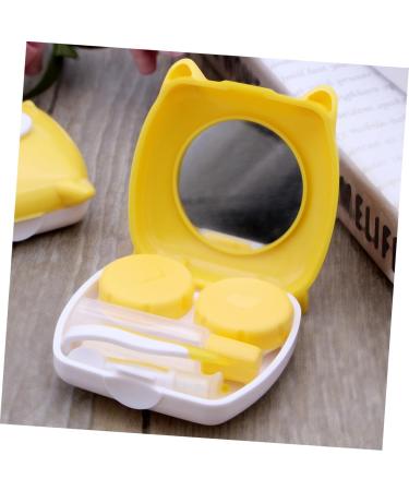 Homsfou Cartoon Contact Lens Case - Cute Yellow Lens Storage Container with Mirror & Tweezers - International Shipping Available - Buy Online on GoSupps.com