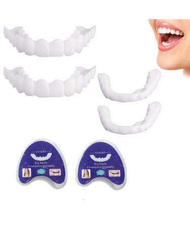 Flipped warm 2 pairs of prostheses fake teeth dentures for plug in false artificial temporary braces smile veneer cosmetic dentures at the top and below