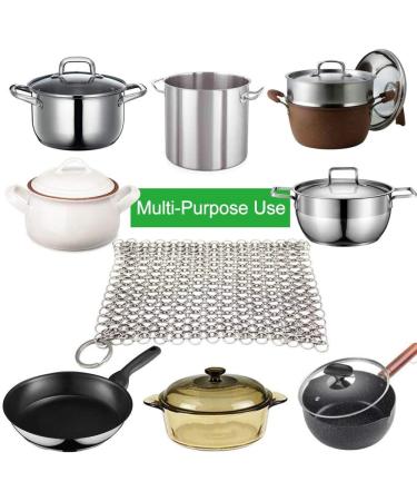 316L Stainless Steel Chain Scrubber for Cast Iron Cleaning | 8x6 inch | Pan, Pot, Dutch Oven, Skillet, Grill Cleaner - Buy Online on GoSupps.com