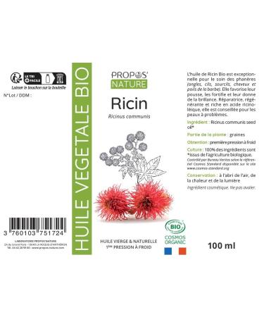 PROPOS'NATURE Organic Ricin Oil - 100 ml | Premium Plant-Based Oil for Skin & Hair | Worldwide Shipping - Buy Online on GoSupps.com