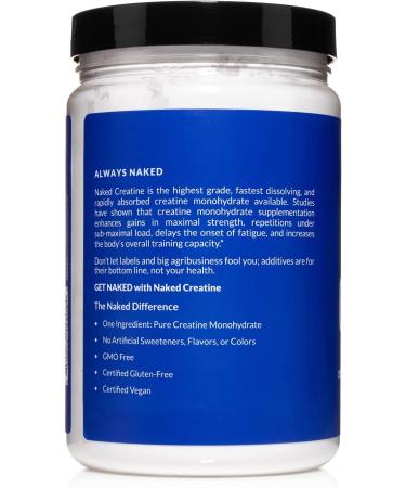 Naked Creatine Monohydrate - 500g (1.1lb) 100 Servings, Vegan, Non-GMO, Gluten & Soy Free, Strength Gains Supplement - No Artificial Ingredients - Buy Online on GoSupps.com