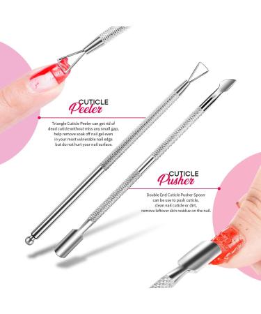 FANDAMEI Nail Polish Gel Remover Kit with Nail Clips, Remover Bottle, Cotton Pads, Brush, Pusher, Peeler, and Buffer Block - Pink - Buy Online on GoSupps.com