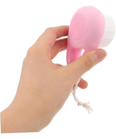 Angoily Silicone Handle Double-Sided Cleansing Brush - Pink Facial Scrubber for Effective Skin Care & Shampooing - Buy Online on GoSupps.com