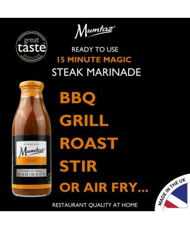 Mumtaz STEAK Marinade Sauce 500g 15 Minute Magic Marinade Medium Spiced BBQ-Grill-Roast-Stir or Air fry All Natural Ingredients Gluten Free Vegan Friendly. - Buy Online on GoSupps.com