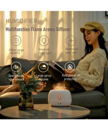 GRETREE Aroma Diffuser 250ML - Fire Flame Effect LED 3D Quiet Ultrasonic Essential Oil Humidifier - White - Buy Online on GoSupps.com