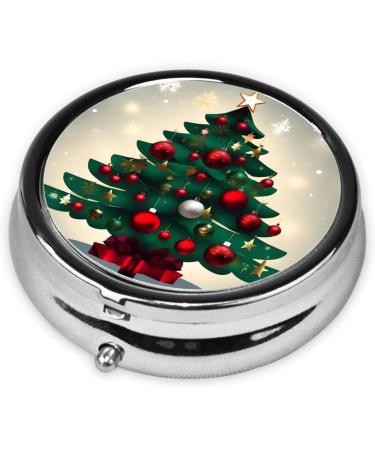 Portable Christmas Gift Treeround Pill Box - 3 Compartment Organizer for Purse & Pocket | Perfect Travel Accessory - Buy Online on GoSupps.com