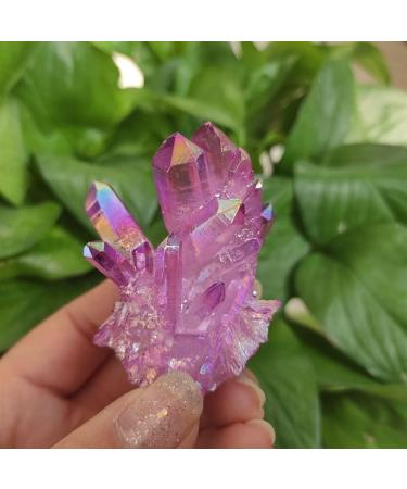 Natural Angel Aura Crystal Cluster Violet Electroplating Titanium Coating Quartz Cluster Healing Reiki Stone Crystal Cluster - Buy Online on GoSupps.com
