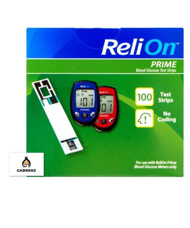 ReliOn Prime Blood Glucose Test Strips 100 Count + GBZ Fridge Magnet