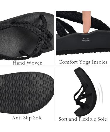 Harsidanzar Women's Flop Flops with Arches - Braided Strap Sandals Soft Water Shoes for Beach Pool & Vacation - HL201E 39 EU Black - Buy Online on GoSupps.com