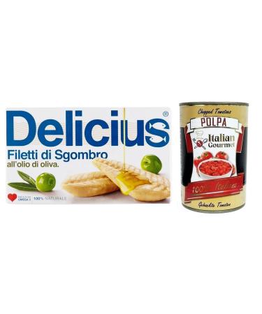 Delicius Mackerel Fillets with Olive Oil Rich in Omega 3 High Quality Blue Fish 125 g + 400 g Box of 50