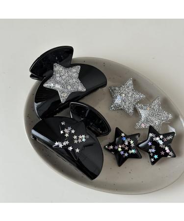 Limtula Sequins Star Claw Clip for Women Cool Girl Hair Clamp Clip UpdoHair Styling Accessory for Thin Hair French Jaw Clip Black Star Grab - Buy Online on GoSupps.com