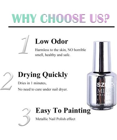 Metal Nail Polish 18ml Mirror Nail Varnish Quick Drying Metallic Effect Nail Art Polish Plating Metallic Nail Polish No UV Needed Magic Mirror Gel Nail Polish For Chrome Nail Art (12-Silver) - Buy Online on GoSupps.com