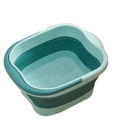 Foot Spa Basin Foldable Foot Bath Bowl Collapsible Foot Soak Basin with Handle Multifunction Bucket for Car Washing Fishing Hiking Blue + Green