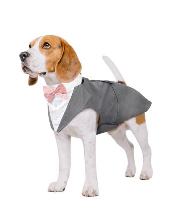Kuoser Dog Smoking Suit & Bandana Set Pet Fomal Clothes Dogs Mantel with Removable Flying Dog Suit Puppy Costume Shirt For Wedding Halloween Birthday Party S-XXL L-R cke Lang: 42 cm gray - Buy Online on GoSupps.com