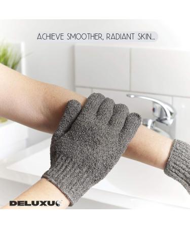 Natural Bamboo Exfoliating Gloves - Eco-Friendly Bath Mitts for Smooth Skin - Exfoliates Ingrown Hair and Dead Skin - Grey Microfibre Glove - Buy Online on GoSupps.com