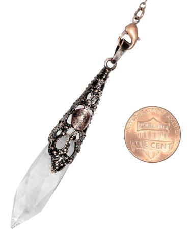 Kyeygwo Bergkristall Reiki Healing Pendulum Necklace - Vintage Chain Crystal Point for Divination & Meditation | Unisex Gemstone Quartz Jewelry - Buy Online on GoSupps.com