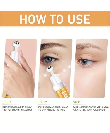 xiaoks 3PACK Lutein & Vitamin C Eye Essence Cream Nourishing Eye Cream with Roller Ball Reduces Eye Fatigue & Enhances Brightness 15ml (3) - Buy Online on GoSupps.com