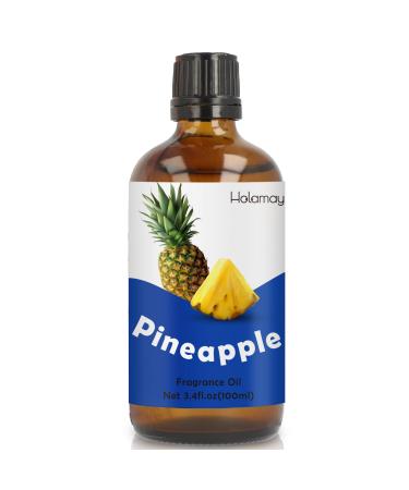 Holamay Pineapple Fragrance Oil 3.4 fl.oz/100 ml Single Fruit Essential Oil Premium Candle Making Scents Fragrance Oil for Soap Making Diffuser Oils for Home