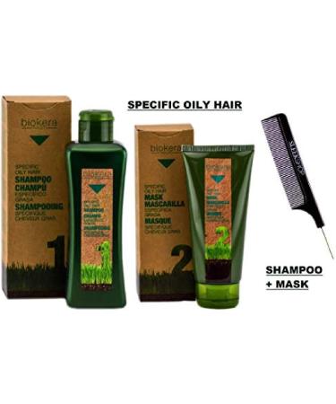 Salerm Biokera SPECIFIC OILY HAIR Shampoo & Conditioner Mask DUO SET Regulates Oil Production Excess Oiliness (W/Sleek Comb) Masque (300 ml (10.8 oz) + 200 ml (6.9 oz) DUO KIT) - Buy Online on GoSupps.com