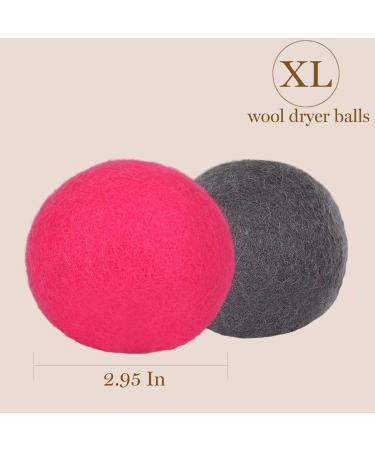 Wool Dryer Balls Tumble Dryer Balls Pack of 6 XL- Fabric Softening Handmade Reusable Organic Wool Laundry Balls Reduce Drying Time Noise Wrinkles Free with No Bad Odor Grey + Pink - Buy Online on GoSupps.com