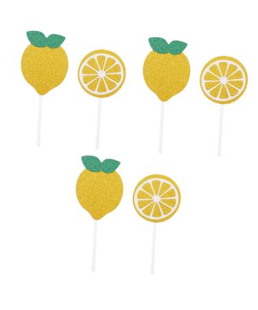 Abaodam 72 Pcs Lemon Cake Toppers Birthday Toppers for Cakes Birthday Cupcake Topper Summer Decor Summer Ornaments Birthday Cake Toppers Gold Decorations Gold Trim Baby Paper Cup Props