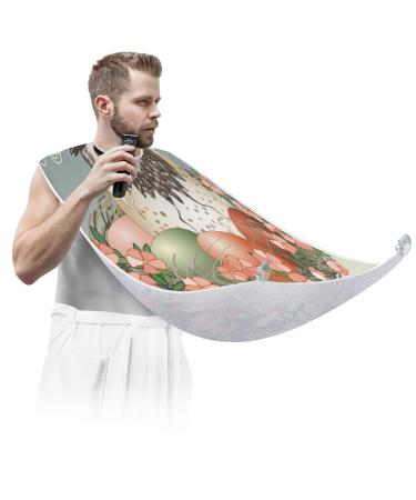 Beard Bib Apron Beard Bib Hair Catcher for Men Shaving and Trimming Non-Stick Waterproof Beard Cape Grooming Cloth Easter Owl Eggs