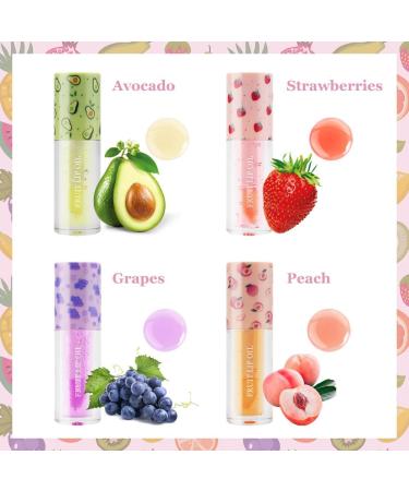 Horuili 4Pcs Colorless Transparent Lip Oil Fruit Flavored Lip Gloss Set Fruit Lip Glosses Moisturizes Lips For Dry and Withered Lips - Buy Online on GoSupps.com