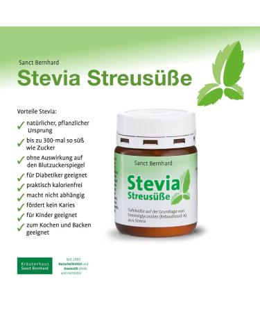 Sanct Bernhard Stevia Sweetener Powder | 97% Rebaudioside | 50g - All-Natural Low-Calorie Sugar Substitute for Healthy Living - Buy Online on GoSupps.com