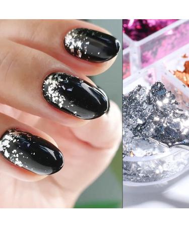 6 Grids Gold Gel Polish Sparkly Mirror Nail Foils Luxury Nail Sequins Nail Glitter Flakes - Buy Online on GoSupps.com