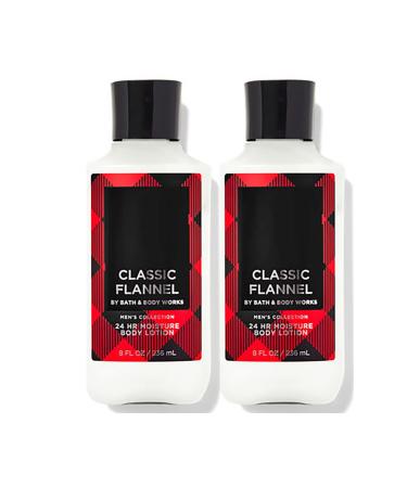 Bath and Body Works Classic Flannel Men's Collection 24 Hour Moisture Body Lotion Lot of 2- Full Size 8 Oz  238 Ml each (Classic Flannel)