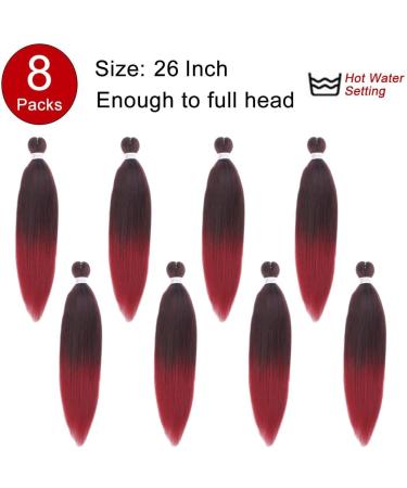 Xtrend 30 Inch EZ Braids 8Packs Ombre Bungundy Pre-Stretched Easy Braiding Hair Extensions Itch Free Hot Water Setting Synthetic Fiber Hair Extensions 1B900# 30 Inch (Pack of 8) 1B900# - Buy Online on GoSupps.com
