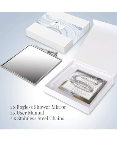 InnoBeta Fogless Shower Mirror for Shaving & Facial Cleansing - Anti-Fog, Shatterproof Glass, Easy to Use | Larger Size (6.7 x 6.7) | 2 Chains Included - Buy Online on GoSupps.com