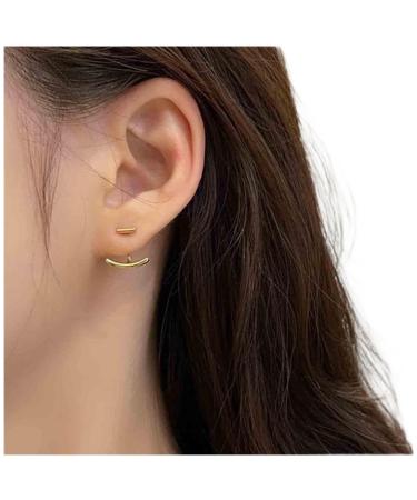 Boho Bar Ear Jacket Earrings Gold Stick Studs Earrings Minimalist Geometric Earrings Bar Ear Crawlers Earrings Jewelry for Women and Girls
