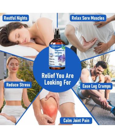 Magnesium Oil for Feet,Pure Magnesium Spray for Sleep,Liquid Topical Athletes Foot Spray Soothing Sore Muscles,Relaxing Leg Cramps Pain Ultra Concentration with Lavender Oil - 200ML - Buy Online on GoSupps.com