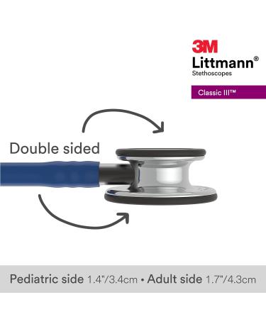 3M Littmann Classic III Stethoscope - Mirror Finish Chestpiece, Navy Blue Tube, Smoke Stem & Headset 69cm - Buy Online on GoSupps.com