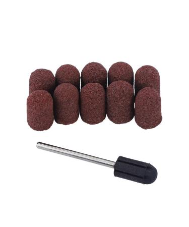 BOROCO 2 types 10 pieces of nail drill block grinding cap special head grinding cap polier sand manicure pedicure tool rubber beam pedicure sandblock electrical ear (7x13cm)